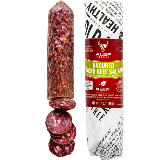 Uncured Mild Beef Salami WAGYU with Spices & Garlic Blend, Alef, 5 oz