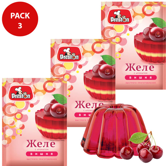 PACK 3 Cherry Jelly Dessert, Preston, 50g x 3