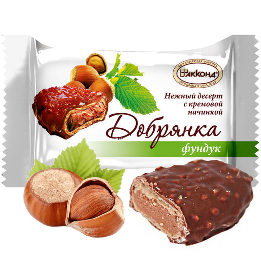 Chocolate Candy Hazelnut Cream Filling in Waffle Case, Dobryanka, Akkond, 226g / 0.5 lb