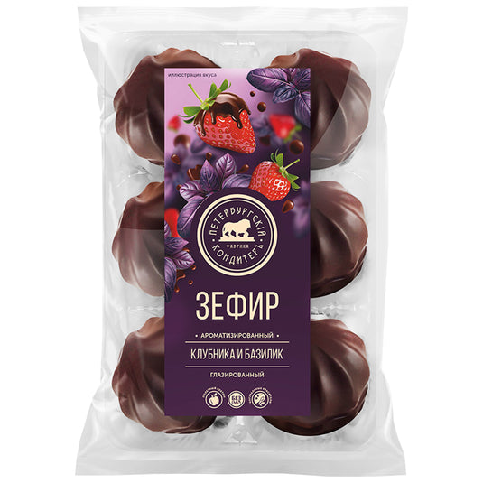 Зефир с клубникой и базиликом в шоколаде, 390 г