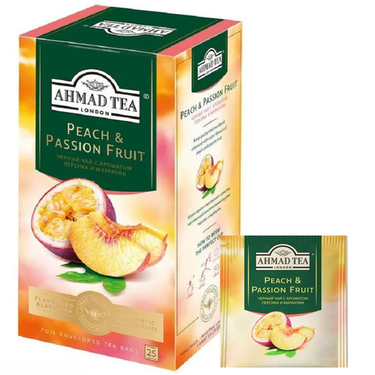 Black Tea With Peach & Passion Fruit Flavor, Ahmad Tea, 25 Tea Bags (1.41 oz)