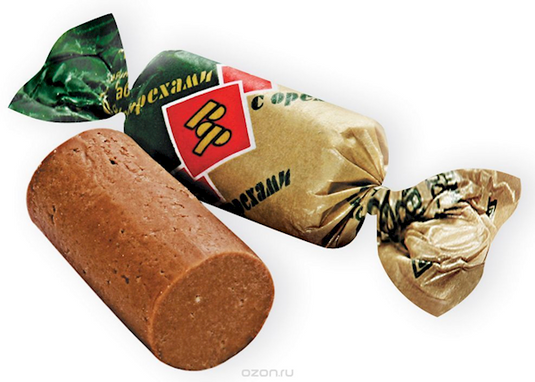 Imported Russian Candies Batonchik &quot;Rot Front with Nuts&quot;
