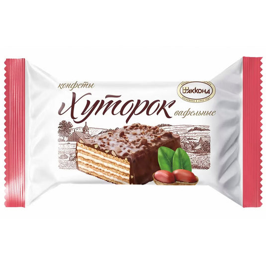 Glazed Wafer Candies With Peanut Filling “Khutorok”, Akkond, 7.97 oz / 226 g