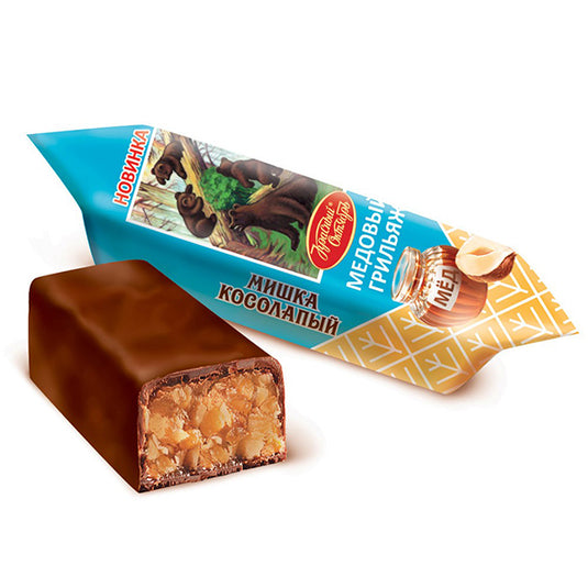 Candy "Mishka Kosolapy" Clumsy Bear with Honey and Roasted Nuts, 0.5 lb / 0.22 kg