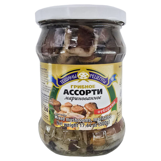 Assorted Marinated Mushrooms, Tescha's Recipes, 500g/ 17.64 oz