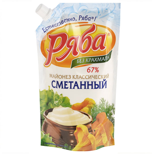 Classic Mayonnaise "Smetanniy" 67% No Starch, Ryaba, 372ml / 12.57 fl oz