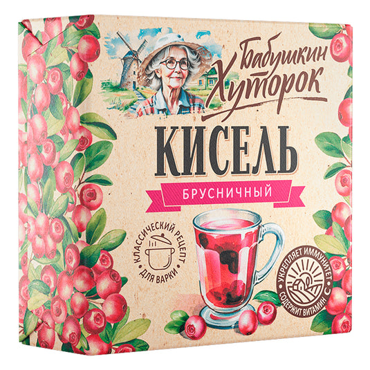 Lingonberry Kissel (Dry Brick), Babushkin Khutorok, 180g / 6.35 oz