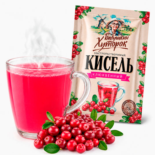 Instant Kissel Cranberry (Individual Portion), Babushkin Khutorok, 1.06 oz / 30 g