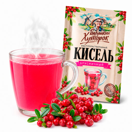 Instant Kissel Lingonberry (Individual Portion), Babushkin Khutorok, 1.06 oz / 30 g