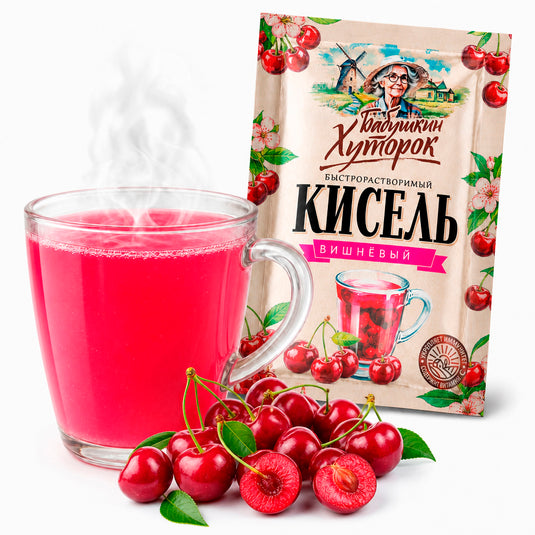 Instant Kissel Cherry (Individual Portion), Babushkin Khutorok, 1.06 oz / 30 g