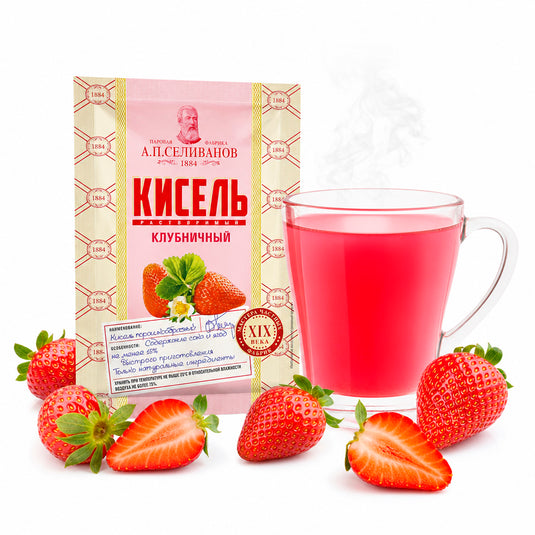Portion-Sized Instant Strawberry Kissel Drink Mix, A.P. Selivanov, 25g/ 0.88 oz