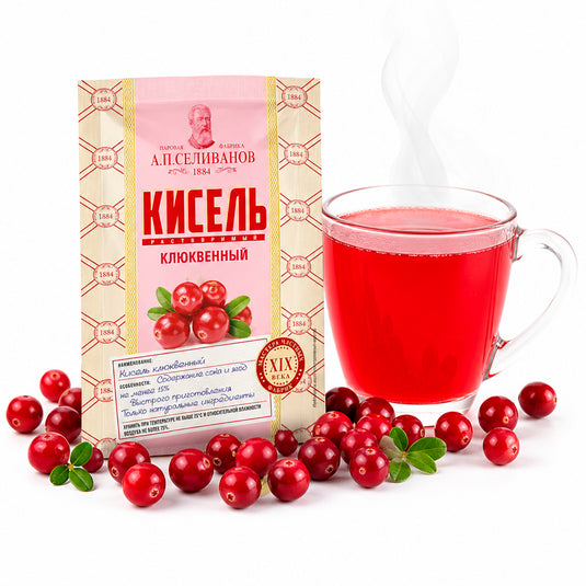 Portion-Sized Instant Cranberry Kissel Drink Mix, A.P. Selivanov, 25g/ 0.88 oz