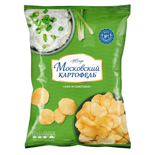 Sour Cream & Onion Potato Chips, Moskovsky Kartofel, 120 g / 4.23 oz