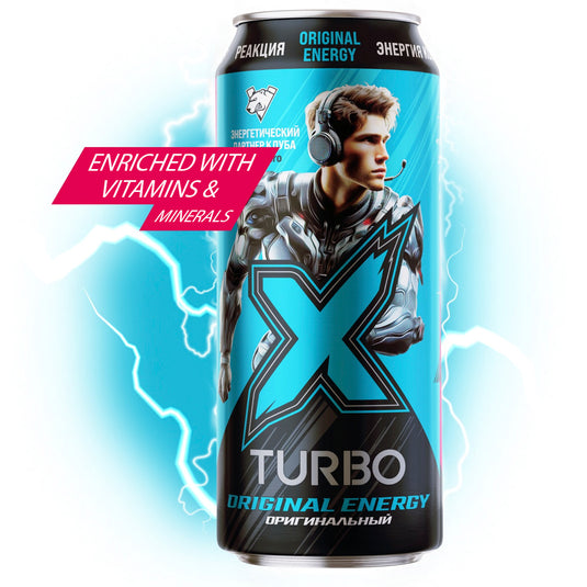 X-Turbo Energy Focus Original Energy Drink, Chernogolovka, 450ml / 15.2 fl oz