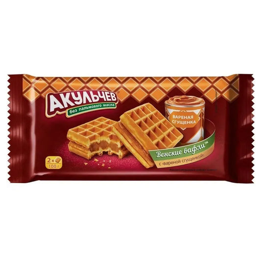 Viennese Wafers Boiled Condensed Milk Flavor, Akulchev, 100g / 3.53 oz
