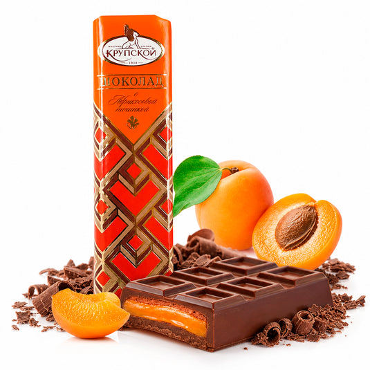 Chocolate Bar With Apricot Filling, CF Krupskaya, 1.66 oz / 47 g