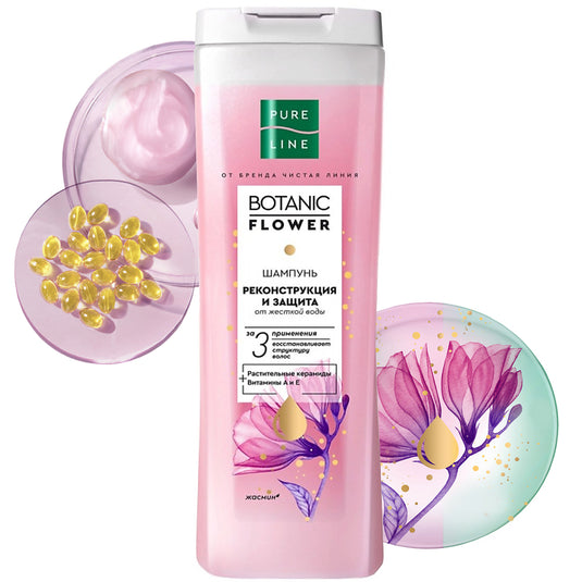 Reconstruction & Protection Shampoo with Ceramides & Vitamins, Pure Line, 400ml / 13.5 fl oz