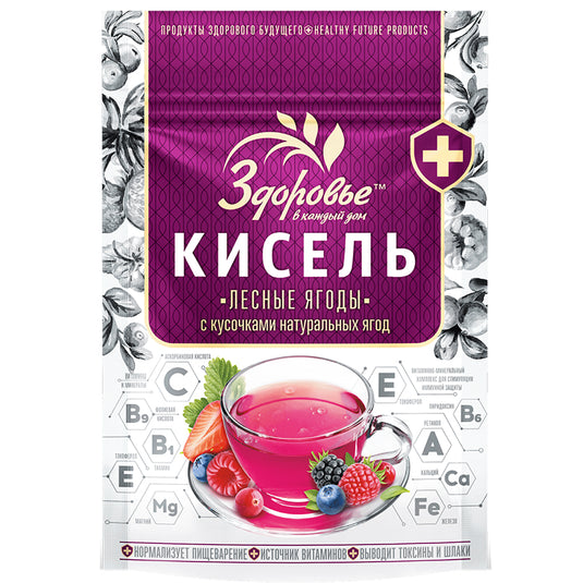 Instant "Wild Berries" Jelly Drink Kissel with Pieces of Berries, Zdorovye, 150g/ 5.29 oz