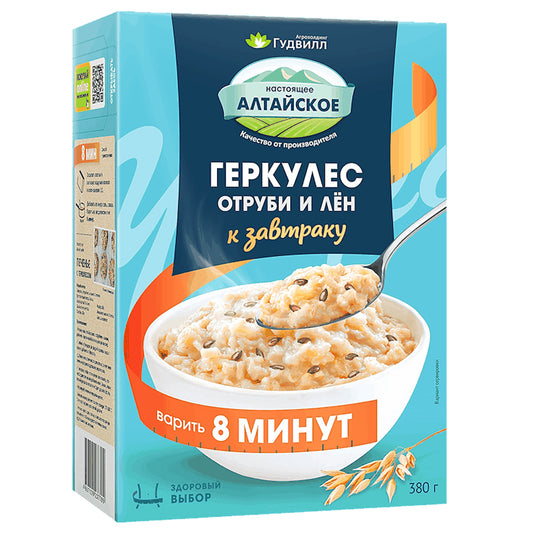 3 Cereals Oatmeal, Bran & Flax, 380g