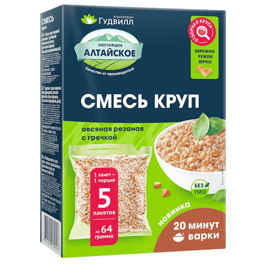 Cereal Mix Chopped Oatmeal & Buckwheat Cooking Bags, 320g