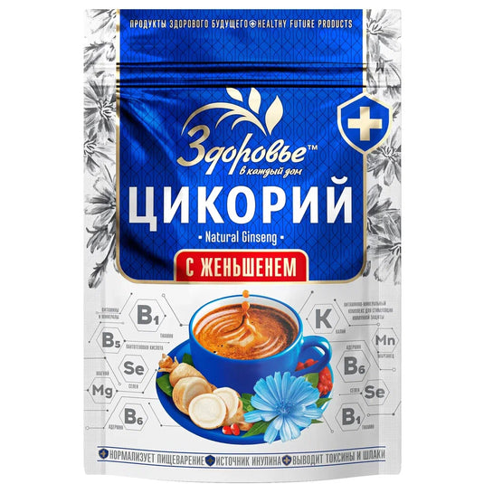 Natural Instant Chicory with Ginseng - Coffee Alternative, Zdorovye, 85g / 3 oz