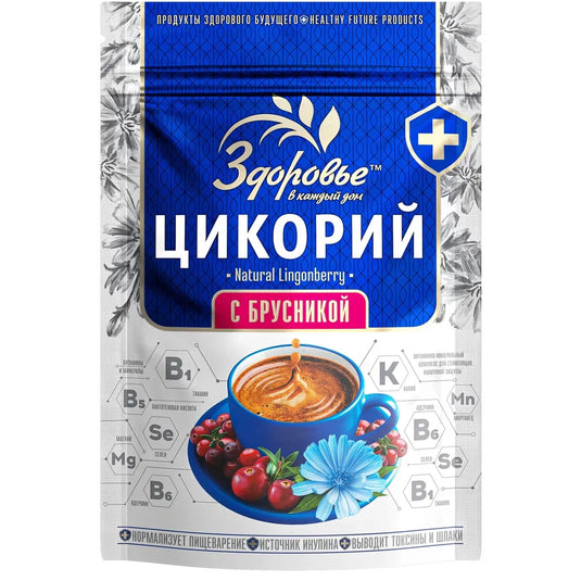 Natural Instant Chicory with Lingonberry - Coffee Alternative, Zdorovye, 85g / 3 oz
