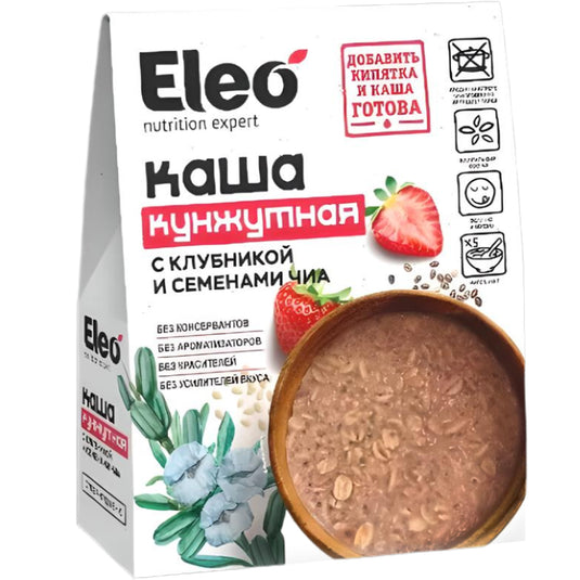 Instant Sesame Porridge with Strawberries & Chia Seeds, Eleo, 200g/ 7.05 oz