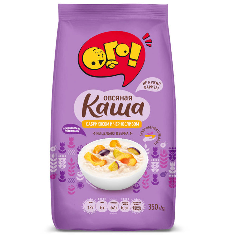 Ogo Rice Wholegrain Oatmeal with Apricot & Prunes NO SUGAR, Ogo!, 350g / 12.35