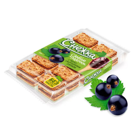 Sweet Pastry Sticks With Black Currant Jam Filling, Snezhka, 308g / 10.86 oz