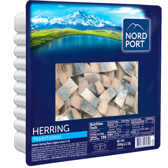 Traditional Salted Herring Pieces-Fillet, Nord Port, 1kg/ 35.27oz