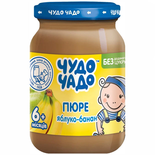 Baby Puree Apple & Banana SUGAR FREE 6+ Months, Chudo Chado, 170g / 6.0 oz
