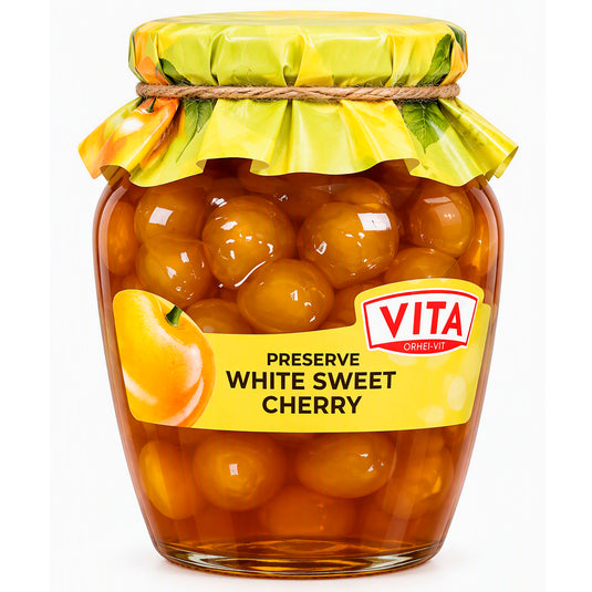 White Sweet Cherry Preserve with Pits, Vita, 680g / 23.99oz