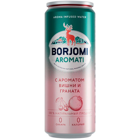 Borjomi Aromati Pomegranate & Cherry Sparkling Mineral Water, 330ml / 11.16 fl oz