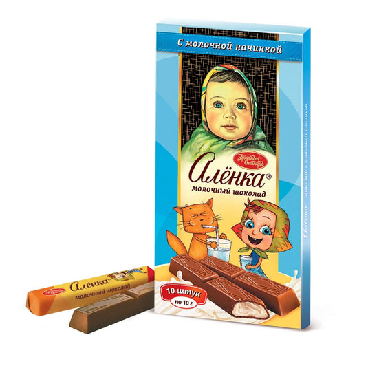 Alenka Chocolate Sticks with Milky Filling, 3.17 oz / 90 g