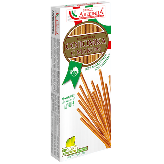 Bread Sticks (Solomka) "Aleshin" with Poppy Seeds 200g