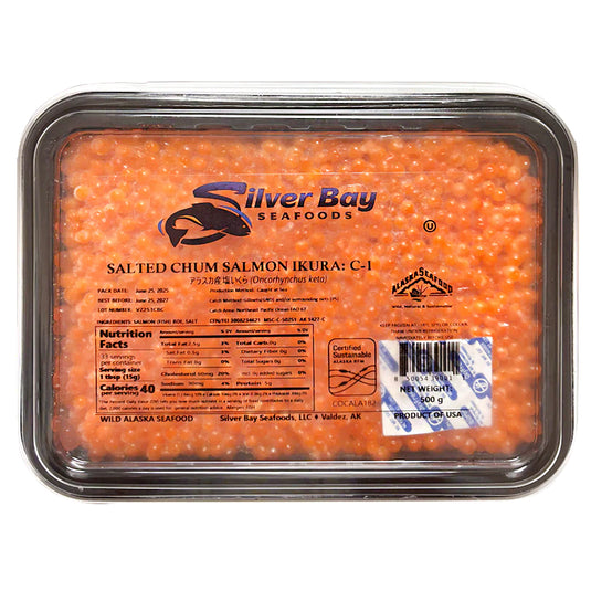 Salted Chum Salmon Caviar (Ikura C-1), Silver Bay, 500g/ 17.64 oz