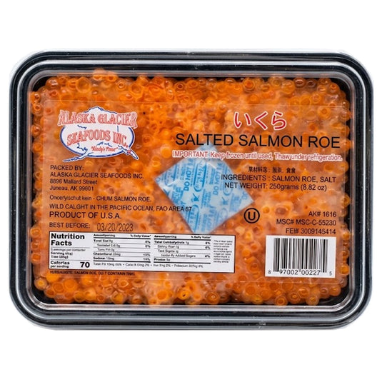 Salted Salmon Roe, Alaska Glacier Seafood, 250g / 8.82 oz