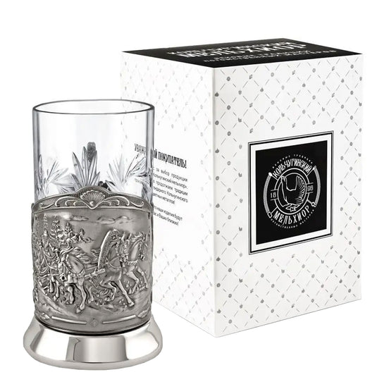 Nickel-Plated Blackened Glass Holder With Crystal Glass “Triumphal Troika” 250 ml Kolchugino Melchior