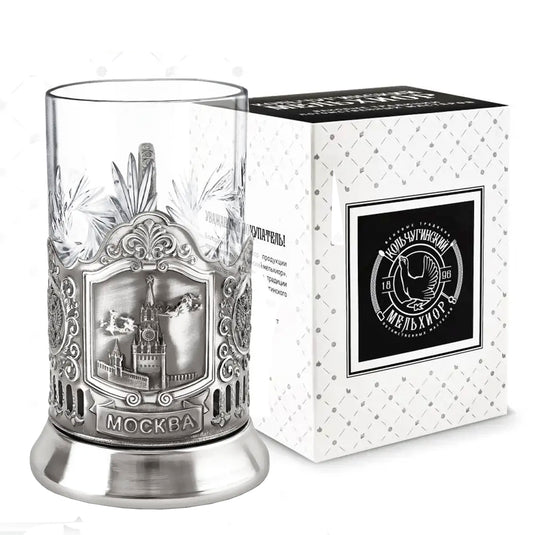Nickel-Plated Blackened Glass Holder With Crystal Glass 250 ml “Spasskaya Tower” Kolchugino Melchior