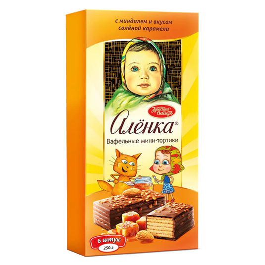 Вафельный торт Аленка миндаль и соленая карамель 250 гр