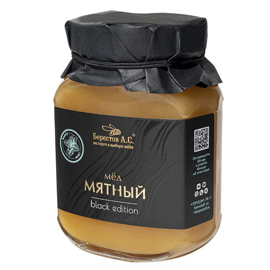 All-Natural Mint Honey "Black Edition" – Mountain Wildflower Honey Infused with Pure Mint 500g