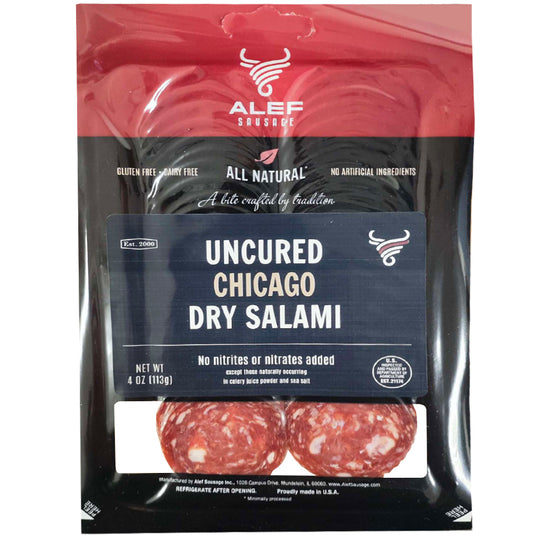 Uncured Chicago Dry Salami Sliced, Alef, 113g/ 4oz
