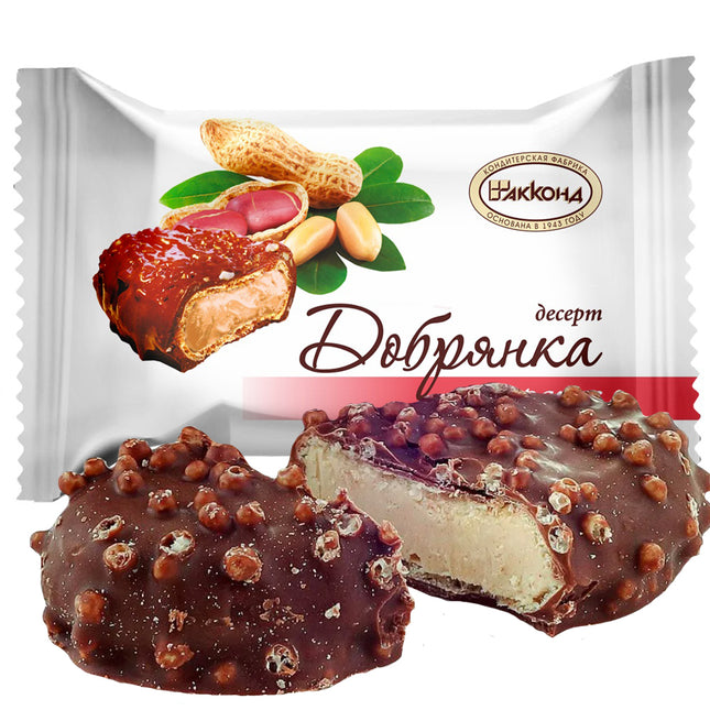 Chocolate Сandies with Creamy Mousse & Peanuts "Dobryanka", Akkond, 226g/ 7.97oz