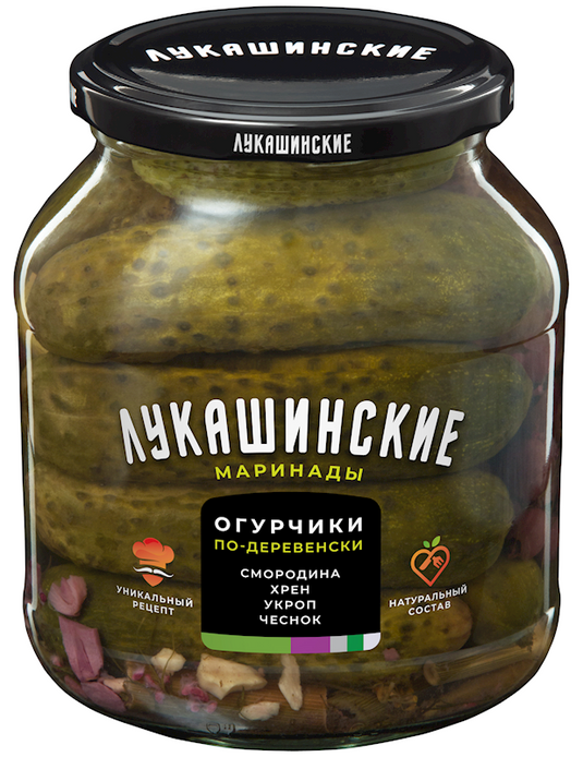 Сucumbers Village style  "Lukashinskie" with Horseradish and Currant Leaves 670g