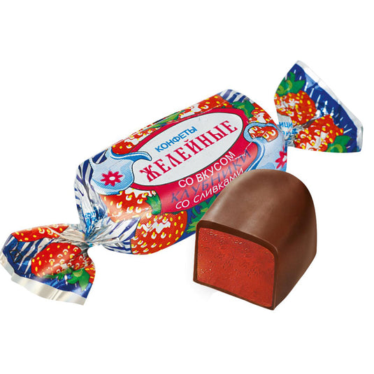 Strawberry-Cream Flavored Jelly Candies, Red October, 226g/ 7.97oz