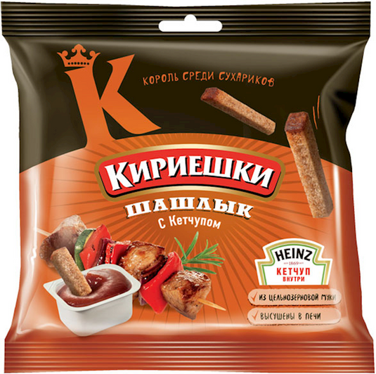 Rye croutons Kirieshki Shashlyk taste with ketchup sauce Heinz 85 g