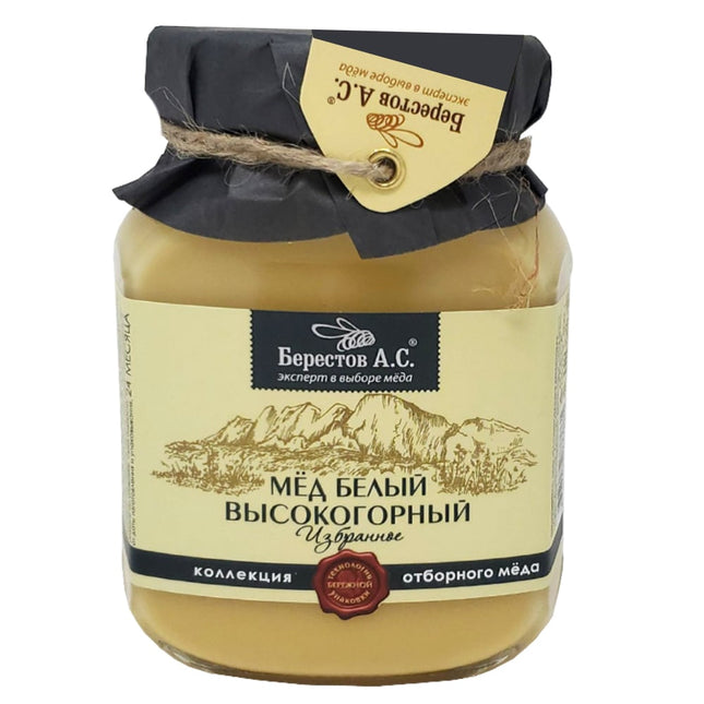 Natural Honey "White Highland", Favorites Collection, Berestov A. S., 500 g/ 1.1 lb