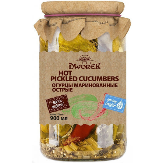 Spicy Marinated Cucumbers, Dworek 900 g