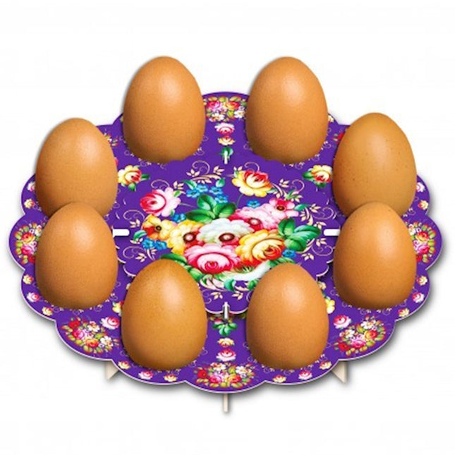 Zhostovo Pattern Decorative Cardboard Easter Stand for 8 Eggs