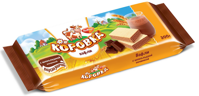 Imported Russian Wafers &quot;Korovka&quot; with Chocolate filling 300 g